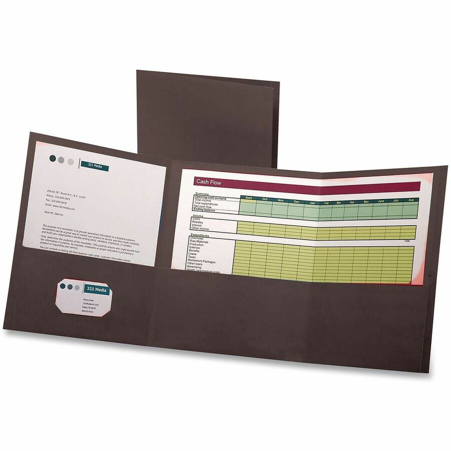 Oxford Letter Pocket Folder - 8 1/2" x 11" - 150 Sheets Capacity - 3 Pocket - Paper - Black - Durable - 20 / Box