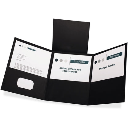 Oxford Letter Pocket Folder - 8 1/2" x 11" - 150 Sheets Capacity - 3 Pocket - Paper - Black - Durable - 20 / Box