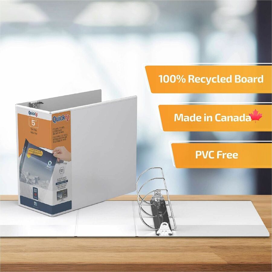 QuickFit View Binder, 3-Ring Binder, Angle D Ring, 5 Inch, White - 5" Binder Capacity - 8 1/2" x 11" Sheet Size - 1000 S