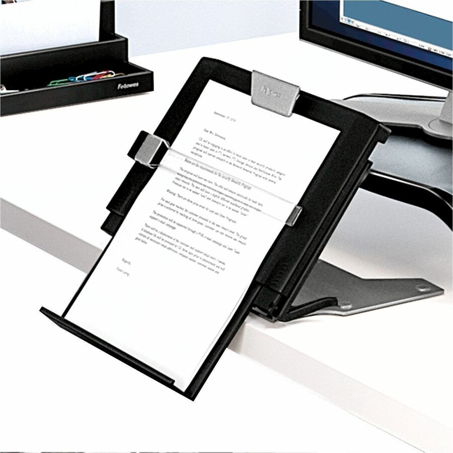 Fellowes Professional Series In-Line Document Holder - Horizontal - 7.5" Height x 12" Width x 2.5" Depth - Black - 1 Eac
