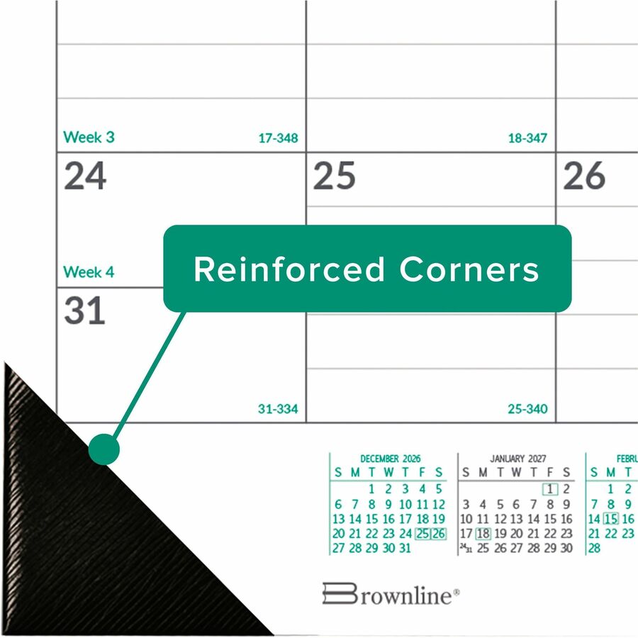 Brownline EcoLogix Monthly Desk Pad Calendar - Monthly - 12 Month - January 2027 to December 2027 - 1 Month Single Page 