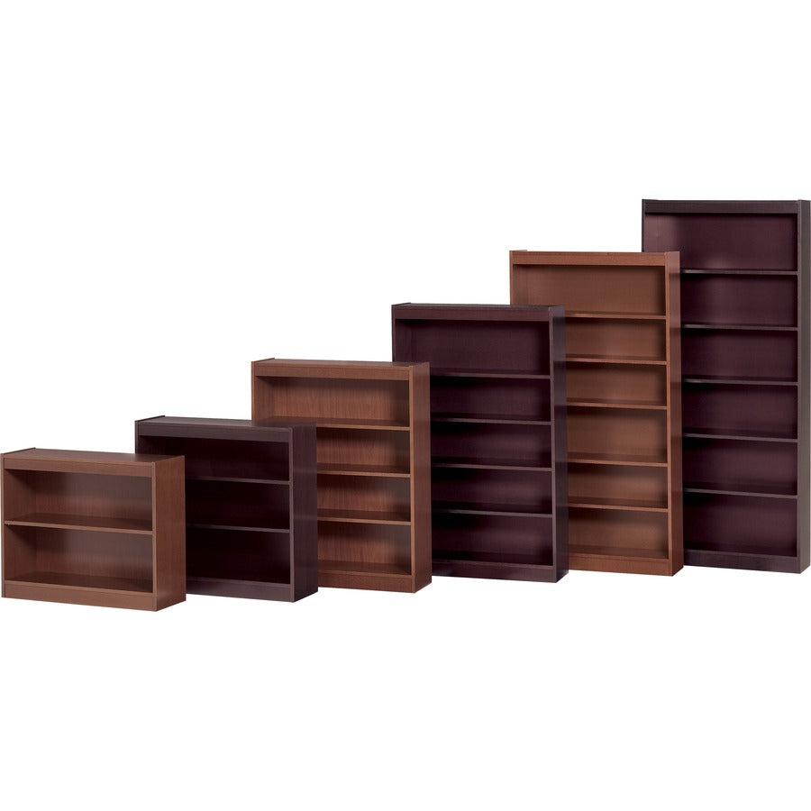 Lorell Panel End Hardwood Veneer Bookcase - 30" Height x 36" Width x 12" Depth x 0.7" Thickness - 2 Shelve(s) - 1 Adjust