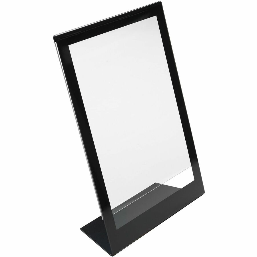 Deflecto Superior Image Bordered Sign Holder - 11" Height x 8.5" Width - Clear, Black - 1 Each