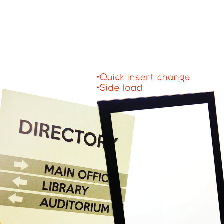 Deflecto Superior Image Bordered Sign Holder - 11" Height x 8.5" Width - Clear, Black - 1 Each