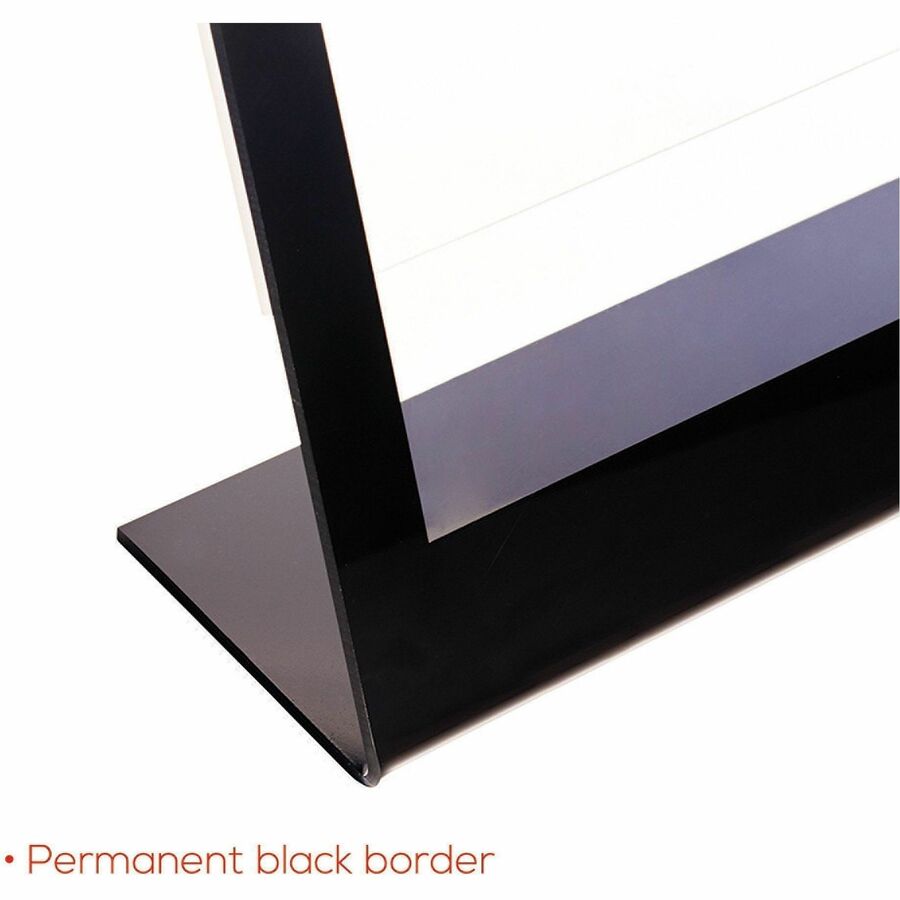 Deflecto Superior Image Bordered Sign Holder - 11" Height x 8.5" Width - Clear, Black - 1 Each