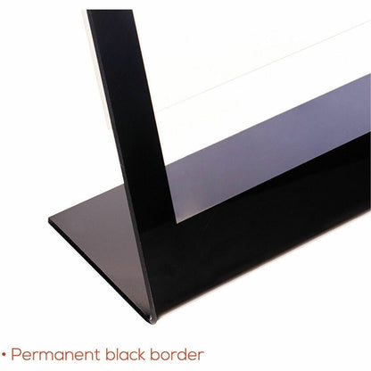 Deflecto Superior Image Bordered Sign Holder - 11" Height x 8.5" Width - Clear, Black - 1 Each