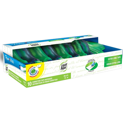 Paper Mate Liquid Paper DryLine Correction Tape - 0.20" Tape Width x 39.33 ft Tape Length - White Tape - Blue Dispenser 