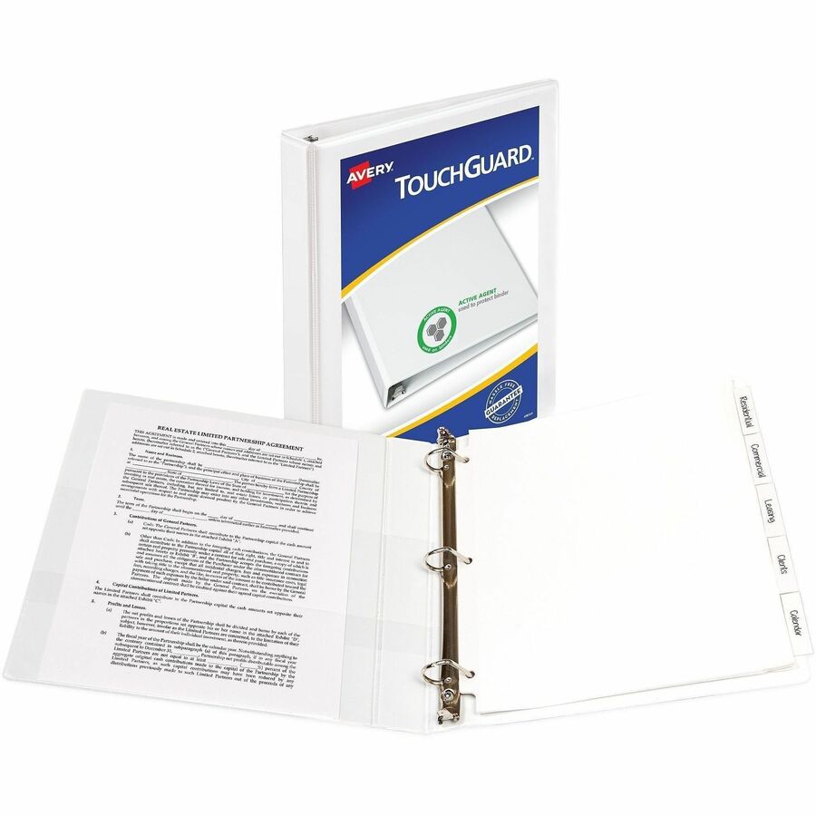 Avery® TouchGuard View 3 Ring Binder - 1" Binder Capacity - Letter - 8 1/2" x 11" Sheet Size - 250 Sheet Capacity - 250 