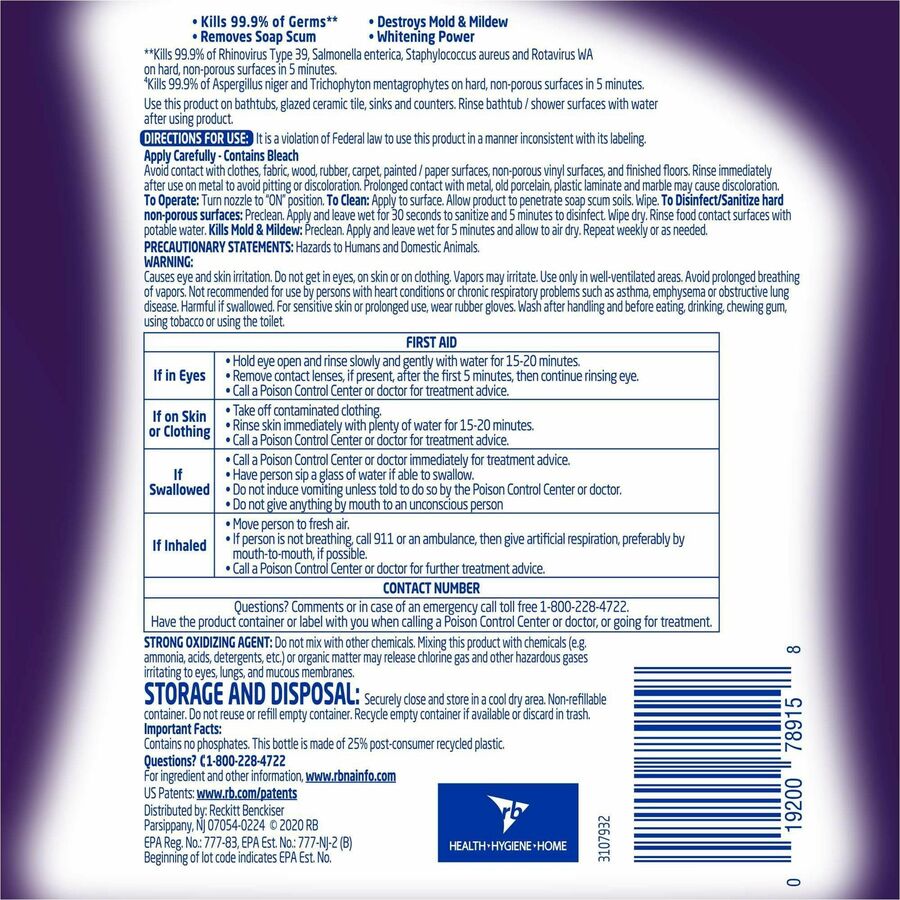 Lysol Mold/Mildew Remover - For Tile, Ceramic, Tub, Hard Surface, Nonporous Surface, Vinyl Curtains, Grout - 32 fl oz (1