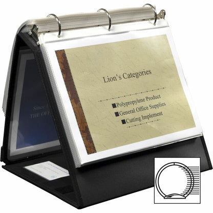 Lion Insta-Cover Round Ring Easel Binder - 1 1/2" Binder Capacity - Letter - 8 1/2" x 11" Sheet Size - 3 Ring - Fastener