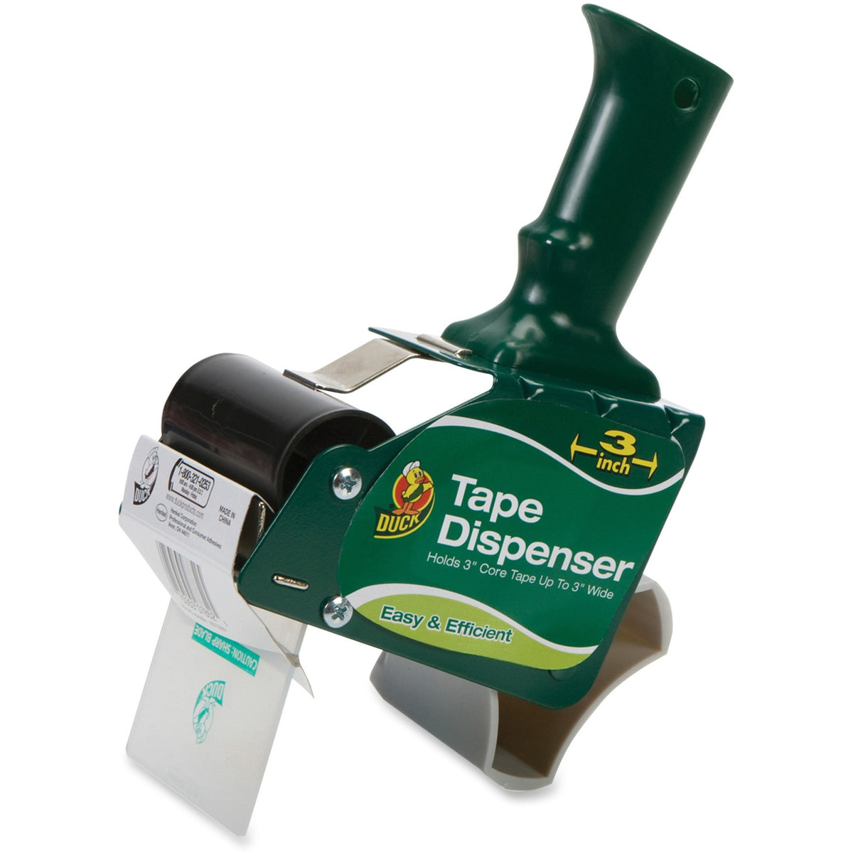 Duck Brand Extra Wide Standard Packing Tape Dispenser - 3" Core - Adjustable Tension Mechanism - Metal, Plastic - Green 