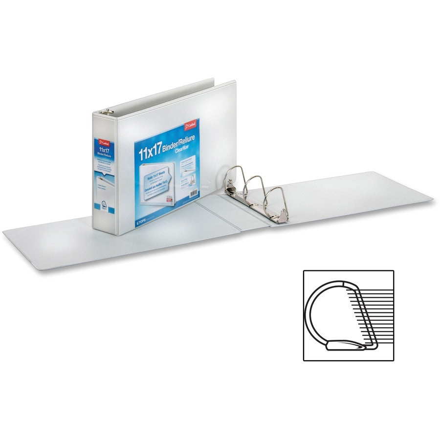 Cardinal ClearVue Overlay Tabloid D-Ring Binder - 3" Binder Capacity - Tabloid - 11" x 17" Sheet Size - 725 Sheet Capaci