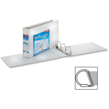 Cardinal ClearVue Overlay Tabloid D-Ring Binder - 3" Binder Capacity - Tabloid - 11" x 17" Sheet Size - 725 Sheet Capaci