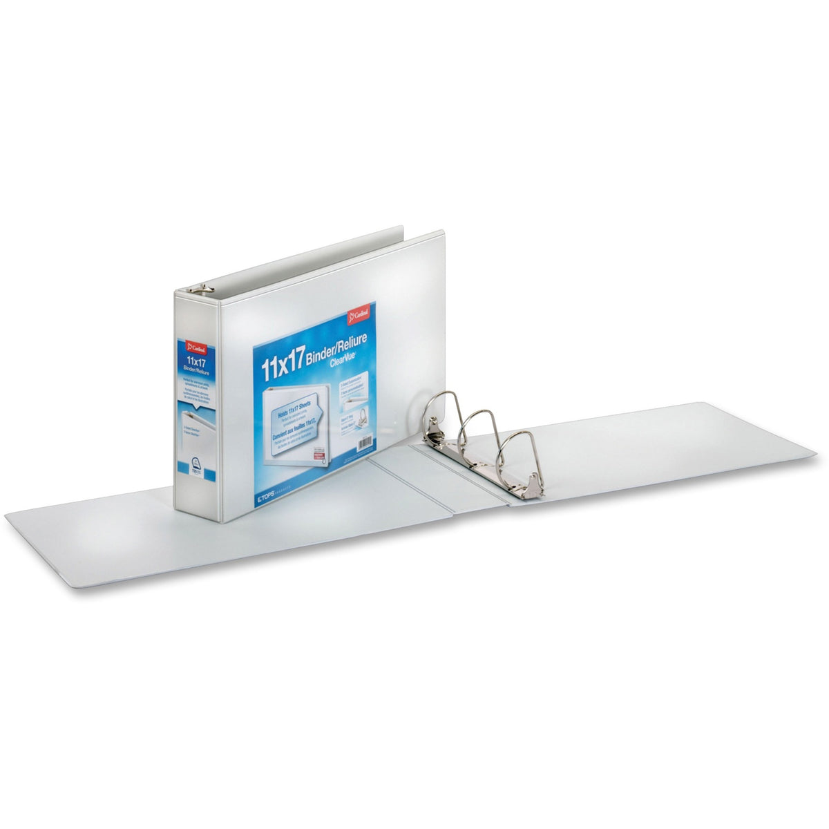 Cardinal ClearVue Overlay Tabloid D-Ring Binder - 3" Binder Capacity - Tabloid - 11" x 17" Sheet Size - 725 Sheet Capaci