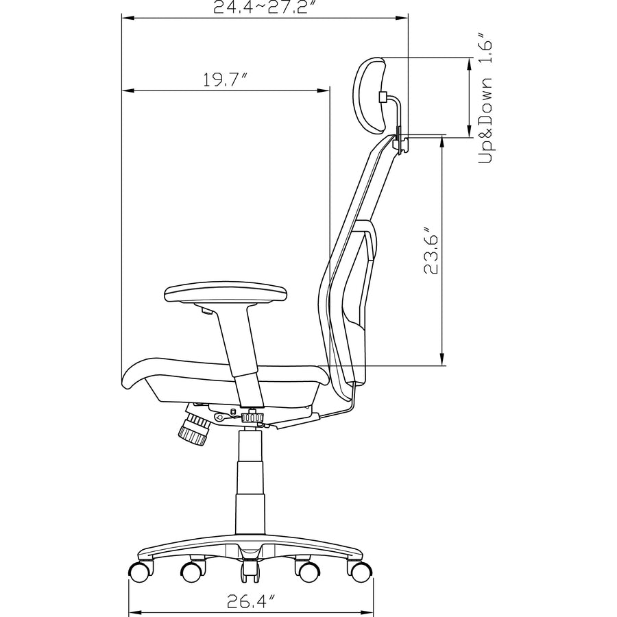 Lorell ErgoMesh Series Mesh High-Back Office Chair - Black Seat Color - Mesh Seat Material - Mesh Back Material - 1 Each