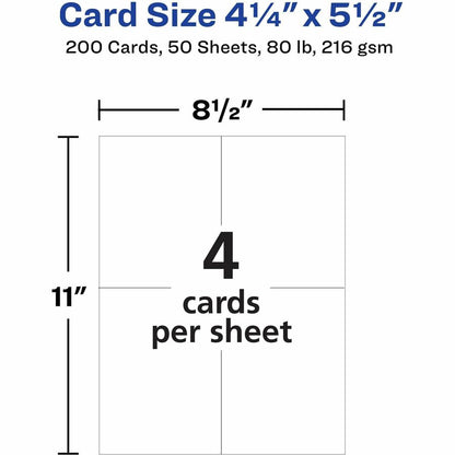 Avery® Printable Postcards, 4.25" x 5.5" , White (5689) - 97 Brightness - 5 1/2" x 4 1/4" - 80 lb Basis Weight - 216 g/m