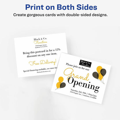 Avery® Printable Postcards, 4.25" x 5.5" , White (5689) - 97 Brightness - 5 1/2" x 4 1/4" - 80 lb Basis Weight - 216 g/m