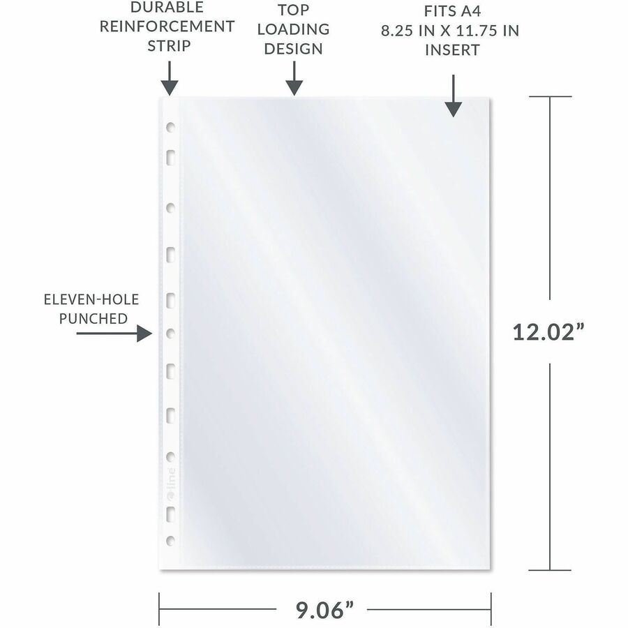 C-Line A4 Size Top-Loading Sheet Protectors - For A4 8 1/4" x 11 3/4" Sheet - Ring Binder - Rectangular - Clear - Polypr