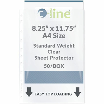 C-Line A4 Size Top-Loading Sheet Protectors - For A4 8 1/4" x 11 3/4" Sheet - Ring Binder - Rectangular - Clear - Polypr
