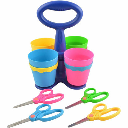 Westcott Teachers Scissors Caddy with 24 pieces of 14606 Blunt - 5" Overall Length - Left/Right - Stainless Steel - Blun