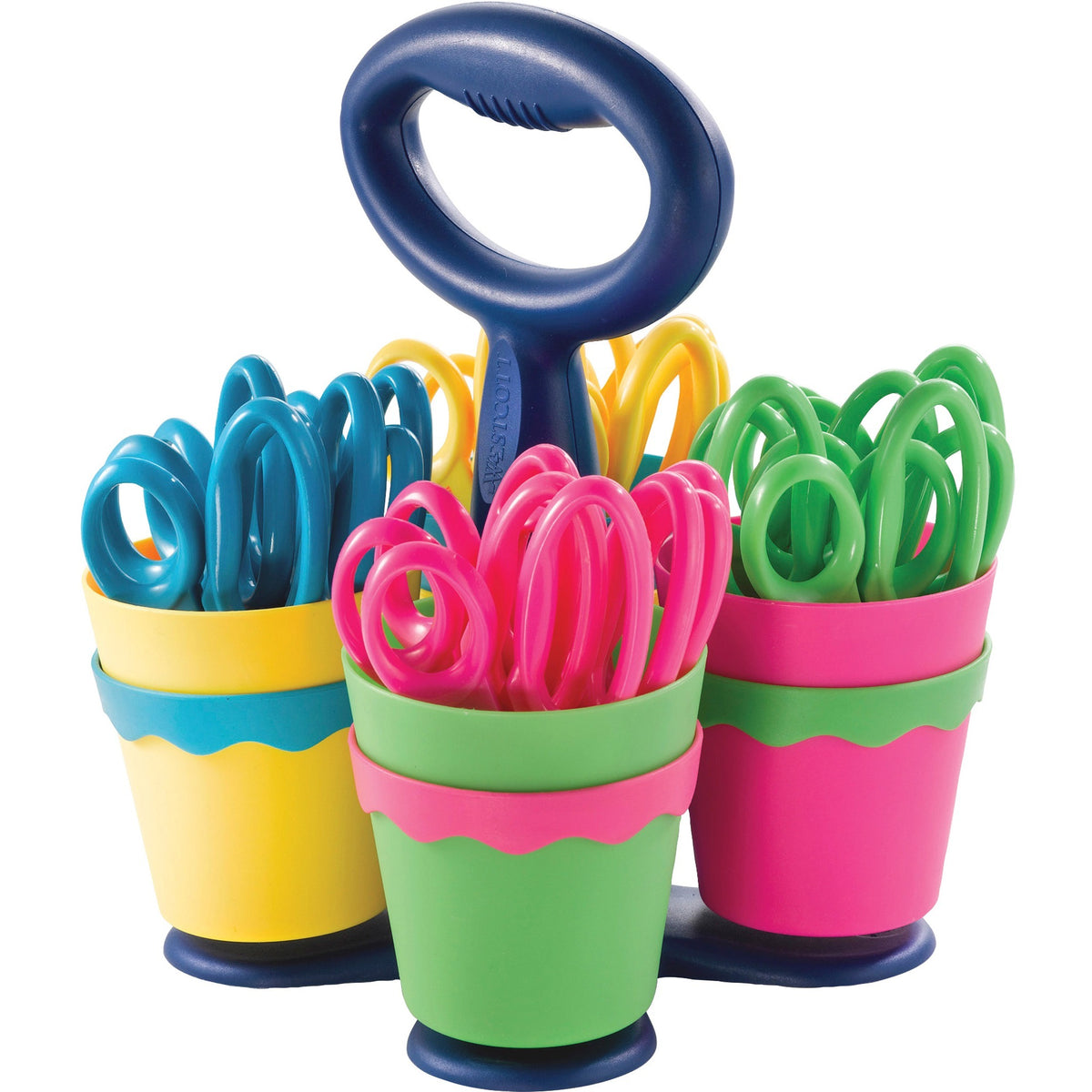 Westcott Teachers Scissors Caddy with 24 pieces of 14606 Blunt - 5" Overall Length - Left/Right - Stainless Steel - Blun