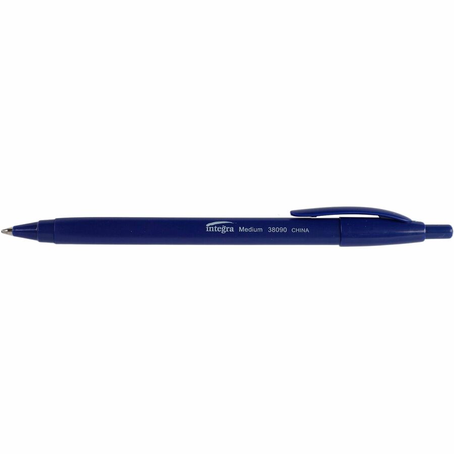 Integra Triangular Barrel Retractable Ballpnt Pens - Medium Pen Point - Retractable - Blue Ink - Blue Plastic Barrel - 1