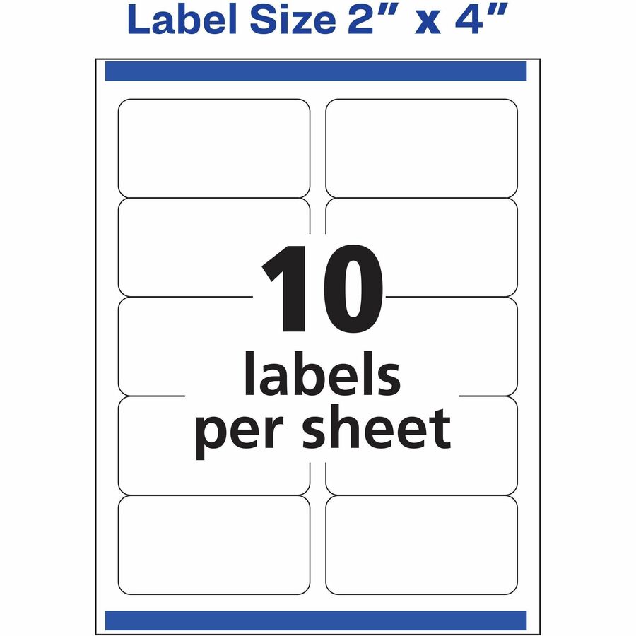 Avery® Repositionable Labels, Sure Feed, 2" x 4" , 1,000 Labels (55163) - 2" Width x 4" Length - Permanent Adhesive - Re