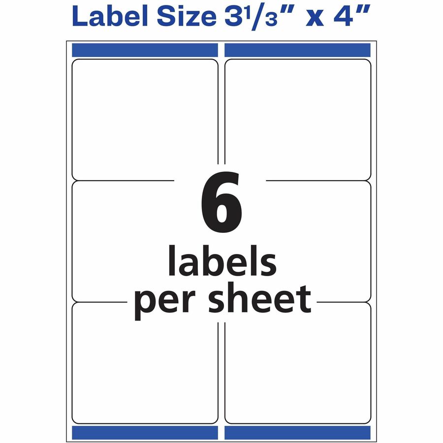 Avery® Repositionable Labels, Sure Feed, 3-1/3"x4" , 600 Labels (55164) - 3 21/64" Width x 4" Length - Permanent Adhesiv