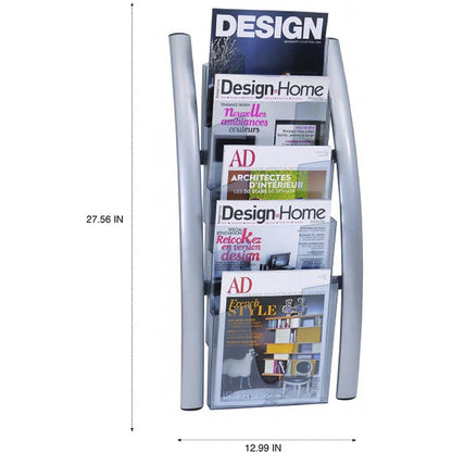 Alba 5-Pocket Wall Literature Rack - 5 Pocket(s) - 27.50" Height x 4.33" Width x 13" Depth - Silver - Metal, Acrylic - 1
