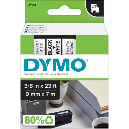 Dymo D1 Electronic Tape Cartridge - x 3/8" Width - Thermal Transfer - White - Polyester - 1 Each