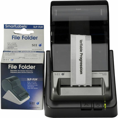Seiko High Quality SLP-FLW File Folder Labels - 9/16" Width x 3 7/16" Length - Rectangle - Direct Thermal - White - Pape