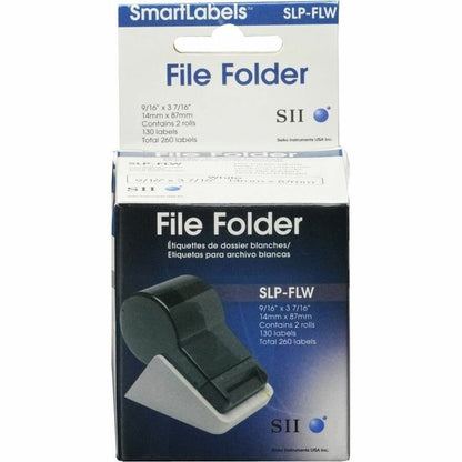 Seiko High Quality SLP-FLW File Folder Labels - 9/16" Width x 3 7/16" Length - Rectangle - Direct Thermal - White - Pape