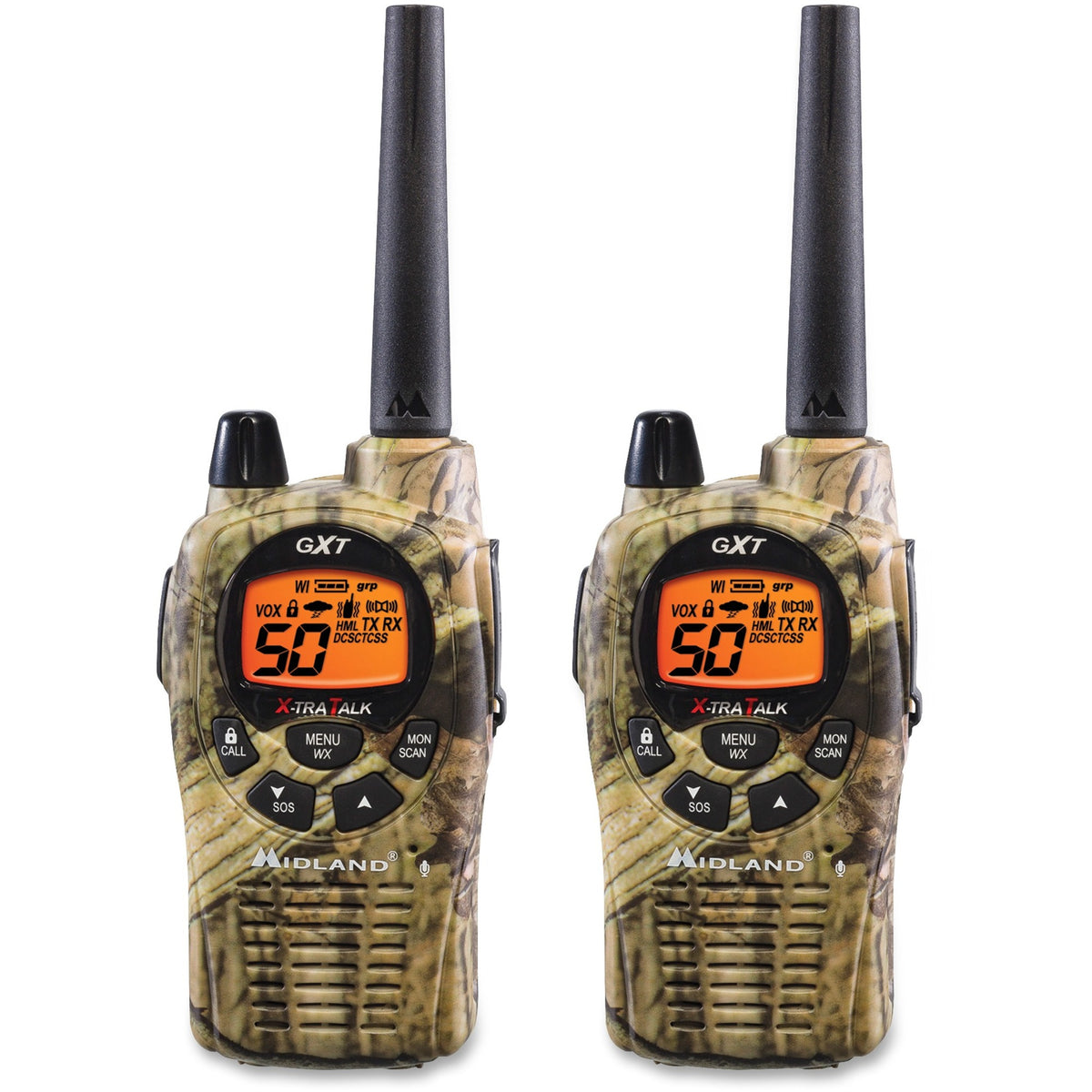 Midland GXT1050VP4 2-Way Pair - 50 Radio Channels - Upto 190080 ft - 38 Total Privacy Codes - CTCSS - 1 Each