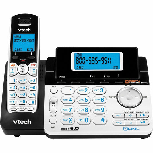 VTech DS6151 DECT 6.0 Cordless Phone - Silver - 2 x Phone Line - Speakerphone - Answering Machine - Hearing Aid Compatib