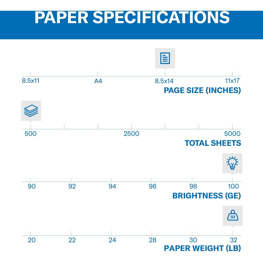 Hammermill Premium Color Copy Paper - White - 100 Brightness - Legal - 8 1/2" x 14" - 28 lb Basis Weight - Ultra Smooth 