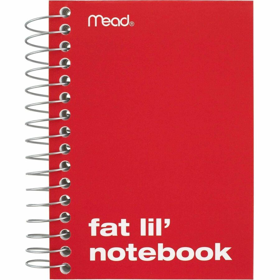 Mead Fat Lil' Notebook - 200 Sheets - Wire Bound - 4" x 5 1/2" Sheet Size - White Paper - Assorted Cardboard Cover - Per