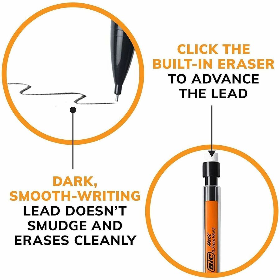 BIC Top Advance Mechanical Pencils - 0.7 mm Lead - #2 - Assorted Barrel - 10 / Pack