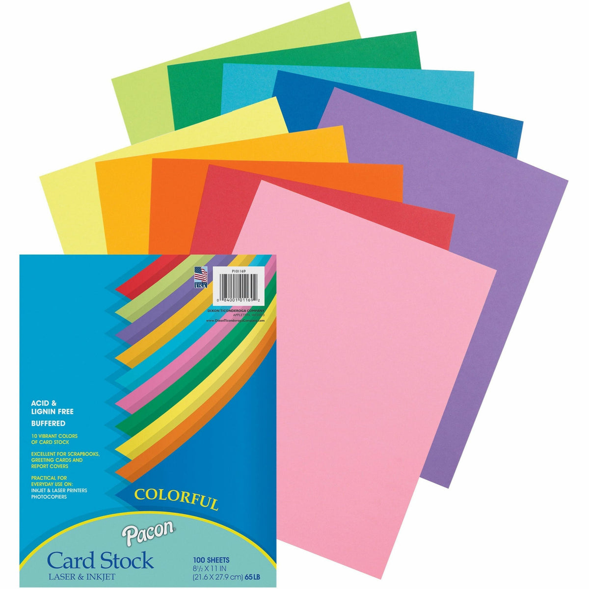 Pacon Colorful Card Stock Sheets - Letter - 8 1/2" x 11" - 65 lb Basis Weight - Sustainable Forestry Initiative (SFI) - 