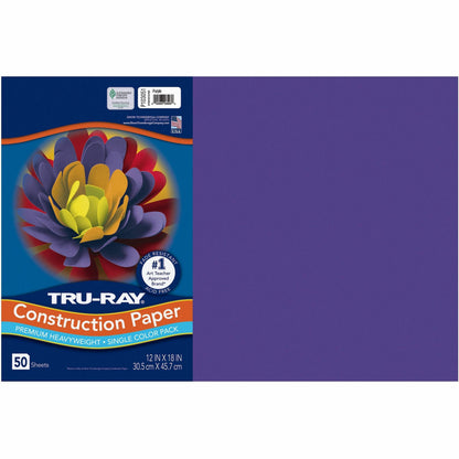 Tru-Ray Heavyweight Construction Paper - Art - 12" Width x 18" Depth - Purple - Sulphite - 50 / Pack