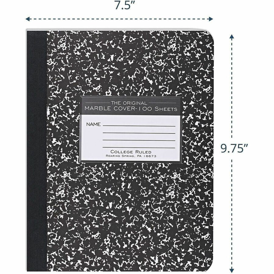 Roaring Spring College Ruled Hard Cover Composition Book - 100 Sheets - 200 Pages - Printed - Sewn/Tapebound - Both Side