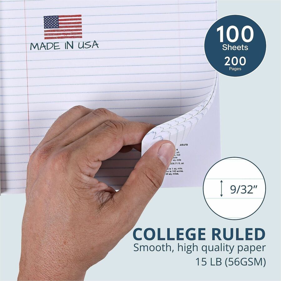 Roaring Spring College Ruled Hard Cover Composition Book - 100 Sheets - 200 Pages - Printed - Sewn/Tapebound - Both Side