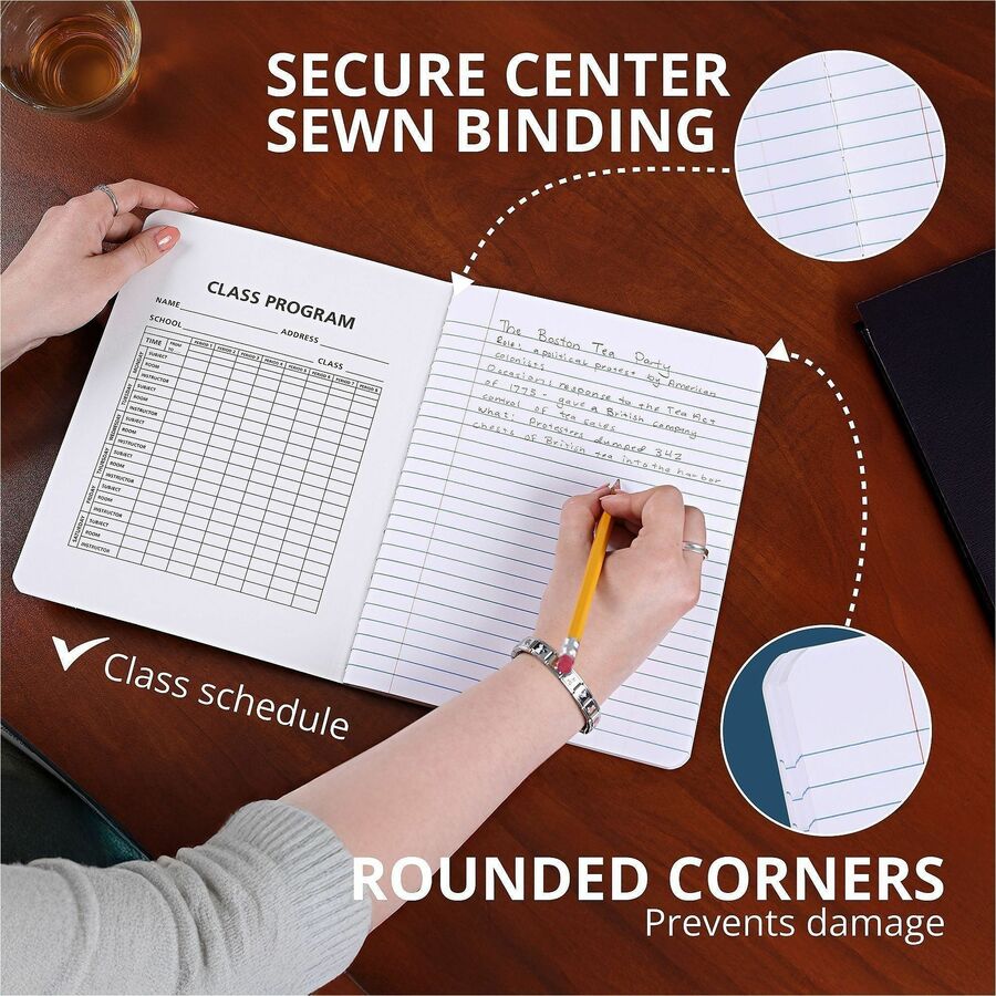 Roaring Spring Wide Ruled Hard Cover Composition Book - 100 Sheets - 200 Pages - Printed - Sewn/Tapebound - Both Side Ru