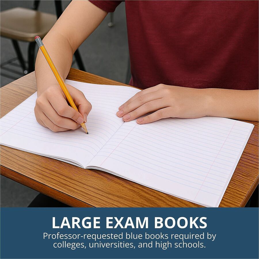 Roaring Spring 8 - sheet Blue Examination Book - Letter - 8 Sheets - 16 Pages - Stapled - Red Margin - 15 lb Basis Weigh