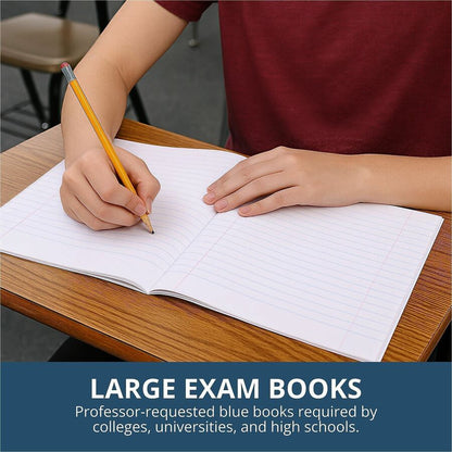 Roaring Spring 8 - sheet Blue Examination Book - Letter - 8 Sheets - 16 Pages - Stapled - Red Margin - 15 lb Basis Weigh
