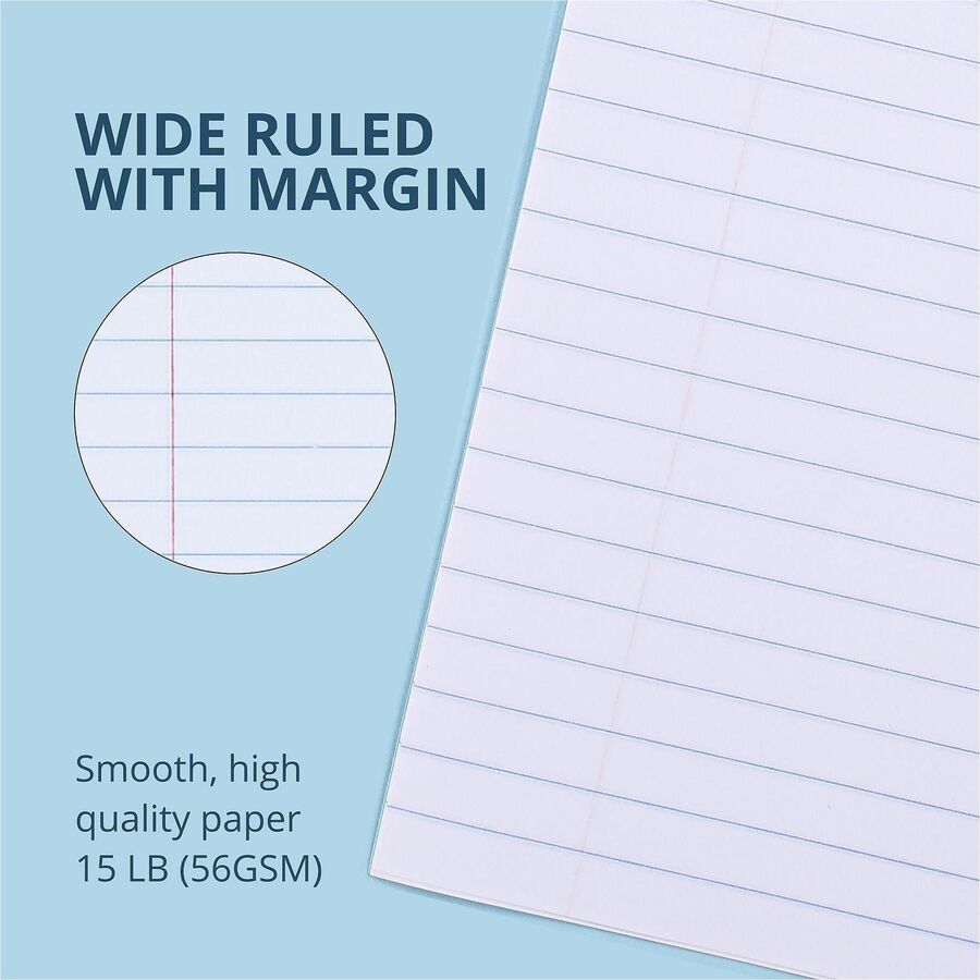 Roaring Spring 8 - sheet Blue Examination Book - Letter - 8 Sheets - 16 Pages - Stapled - Red Margin - 15 lb Basis Weigh