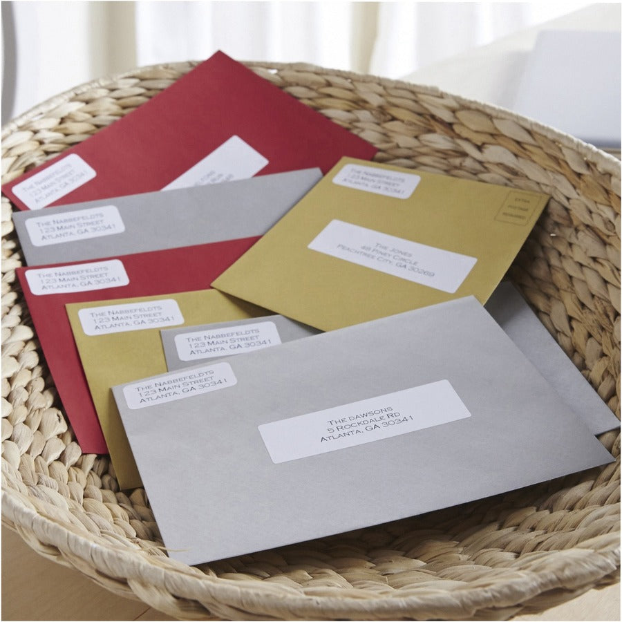 Dymo White Address Labels - 3 1/2" Width x 1 1/8" Length - Permanent Adhesive - Rectangle - Direct Thermal - White - Pap
