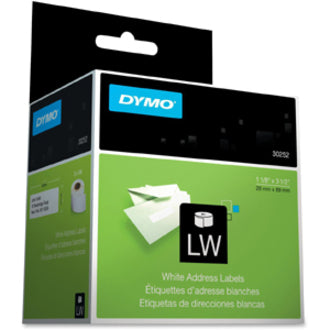 Dymo LabelWriter Address Labels - 1 1/8" Width x 3 1/2" Length - White - Paper - 350 / Roll - 2 / Box