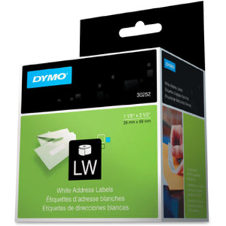 Dymo LabelWriter Address Labels - 1 1/8" Width x 3 1/2" Length - White - Paper - 350 / Roll - 2 / Box