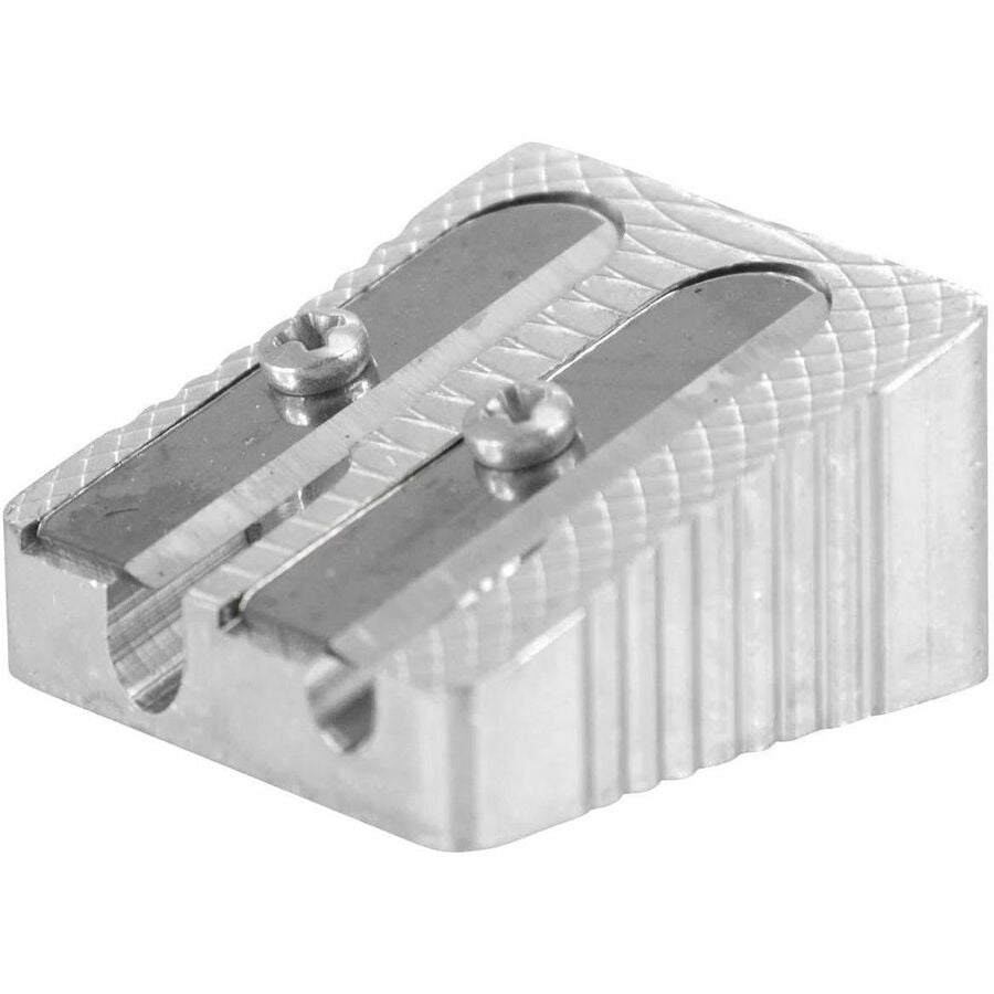 Baumgartens Pencil Sharpener Dual Hole SILVER (MR-2110) - Handheld - 2 Hole(s) - 0.6" Height x 0.9" Width - Metal - Silv