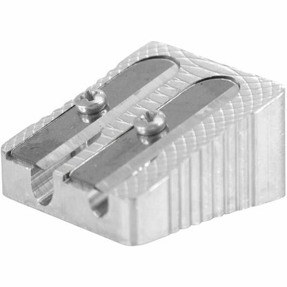 Baumgartens Pencil Sharpener Dual Hole SILVER (MR-2110) - Handheld - 2 Hole(s) - 0.6" Height x 0.9" Width - Metal - Silv